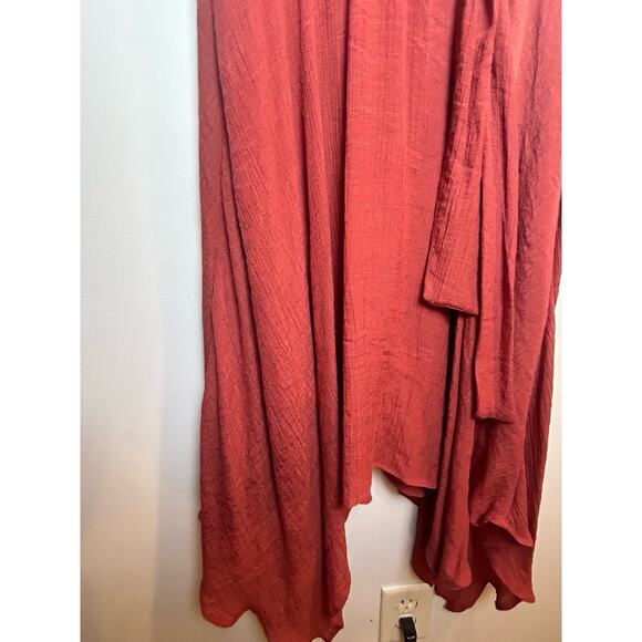 Luxology Sleeveless Swing Dress Size 12 Burnt Orange Sharkbite Hem - Picture 2 of 10